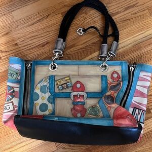 Brighton Black and Blue Tote Bag with Durable Canvas